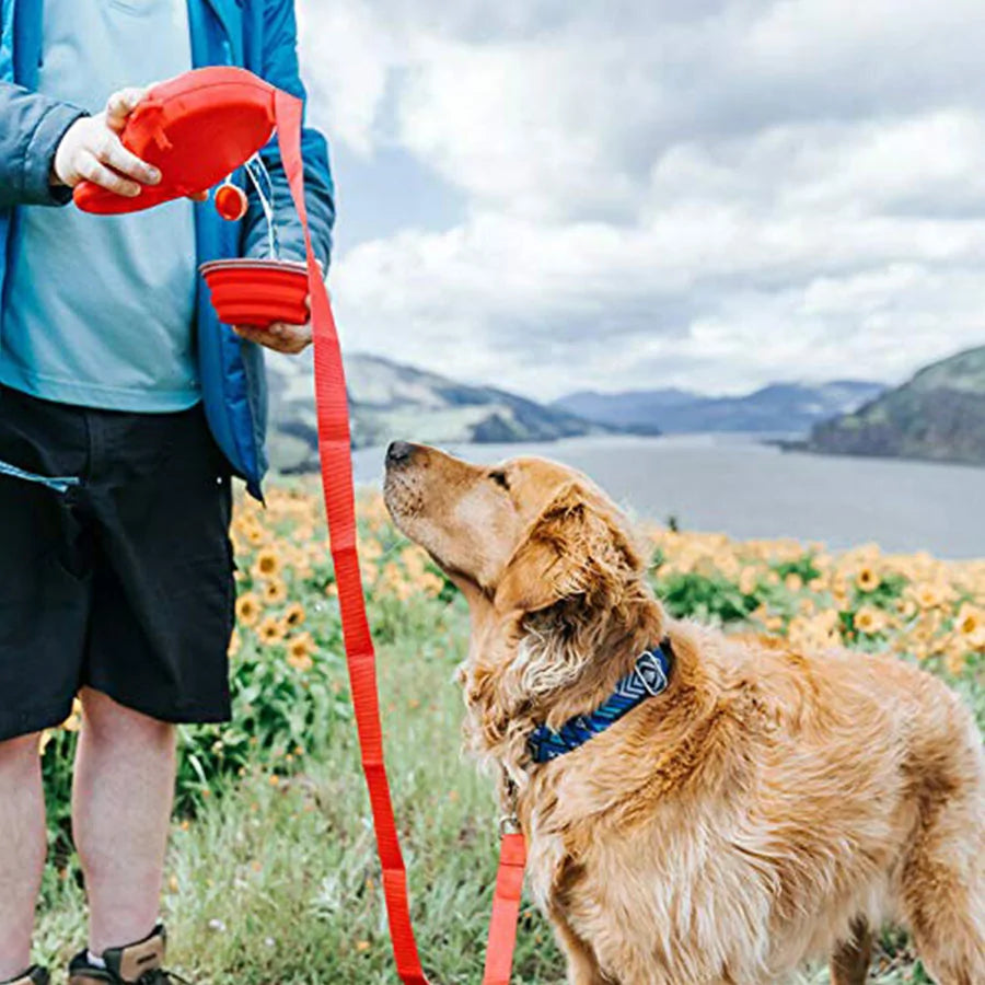 Retractable Dog Leash / Built-In Water Bowl